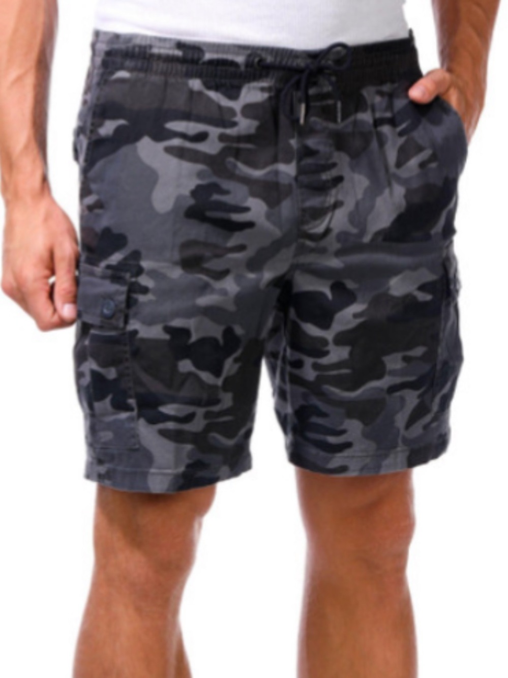 Projek Raw Flex Drawstring Cargo Shorts Gray & Black Medium NWT